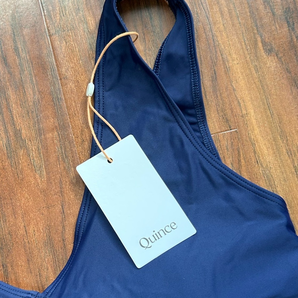 Quince Italian Wrap One-Piece Swimsuit in Navy Blue women’s size XL NWT - Picture 5 of 7